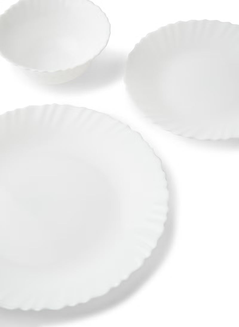 12 Piece Opalware Dinner Set For Everyday Use - Light Weight Dishes, Plates - Dinner Plate, Side Plate, Bowl - Serves 4 - White White - Image 2